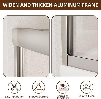 Royal Guard Double Sliding Shower Door,44-48" W x 70" H，Brush Nickel | Shower Doors with 6mm Clear SGCC Tempered Glass,Bypass Shower Enclosure,Nano Coating Easy Clean&Waterproof&Adjustable Width