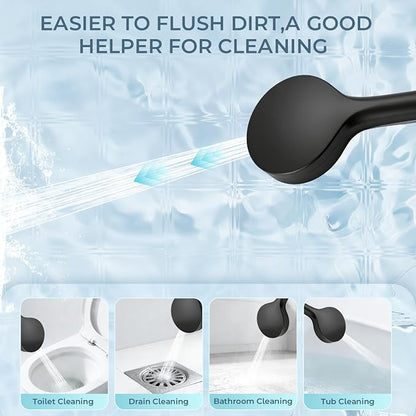 Filtered Handheld Shower Head, High Pressure Black | 7 spray modes, 5.24" wide coverage, 59" SS hose, adjustable holder, built-in filter, G1/2" universal fit, tool-free install