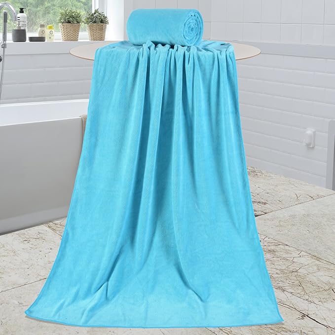 JML Bath Towel, Microfiber Towel Sets 2 Pack (30" x 60") - Large Size, Extra Absorbent, Quick Drying, Multipurpose Use as Bath Fitness Towel, Sports Towels, Yoga Towel, Aquamarine