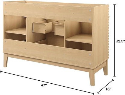 Modway Render 48" Single Sink Compatible (Not Included) Bathroom Vanity Cabinet in Oak