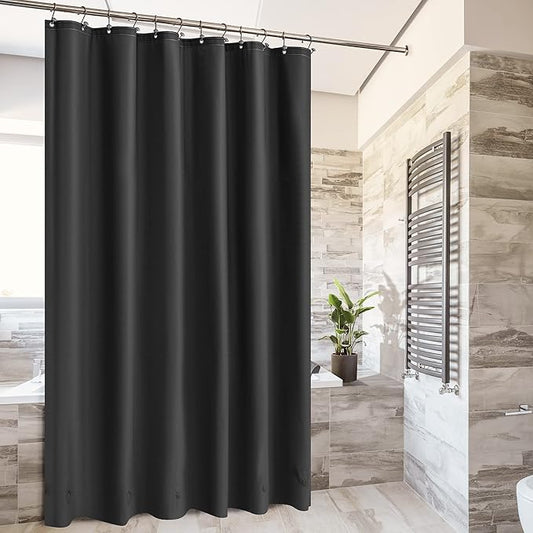 Barossa Design Black Shower Curtain Liner with 6 Magnets - Waterproof Heavy Duty PEVA Shower Liner for Bathroom, 72" x 72" Standard Size, PVC Free, Metal Grommets - Black, 72x72