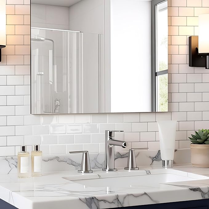Art3d 10-Pack Subway Peel and Stick Backsplash, White with Silver Grout | 12 x 12 Inch, Thickened Design, No Warping, Durable, Self-Adhesive, for Kitchen, Bedroom Decor, Ideal for New Home Buyers