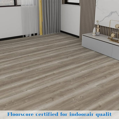 Lareko Peel and Stick Floor Tile, Waterproof Vinyl Plank Flooring | 12-Pack 18 Sq.Ft Self-Adhesive Laminate Vinyl Tiles,Realistic Wood Grain for DIY Bathroom, Laundry Room & Rental Upgrades
