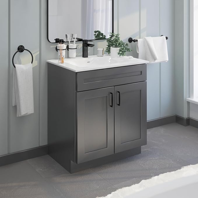 Grey Shaker Sink Base Bathroom Vanity 24"/30"/36" Width (30" Width)
