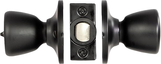 Design House Terrace Privacy Door Knob, 6-Way Universal Bed and Bath Lock, Matte Black, Adjustable Backset, ANSI Grade 3, 728675-MB