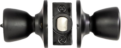 Design House Terrace Privacy Door Knob, 6-Way Universal Bed and Bath Lock, Matte Black, Adjustable Backset, ANSI Grade 3, 728675-MB