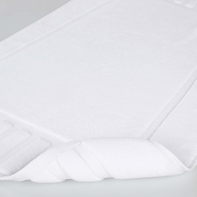 Superior 100% Cotton Bathmat Set, Bath Mats, Bathroom Decor, Shower, Bathtub Essentials, Home Accessories, Washable Rug, No Backing, Heavyweight, Leo Collection, Set of 2, 22" x 35", White