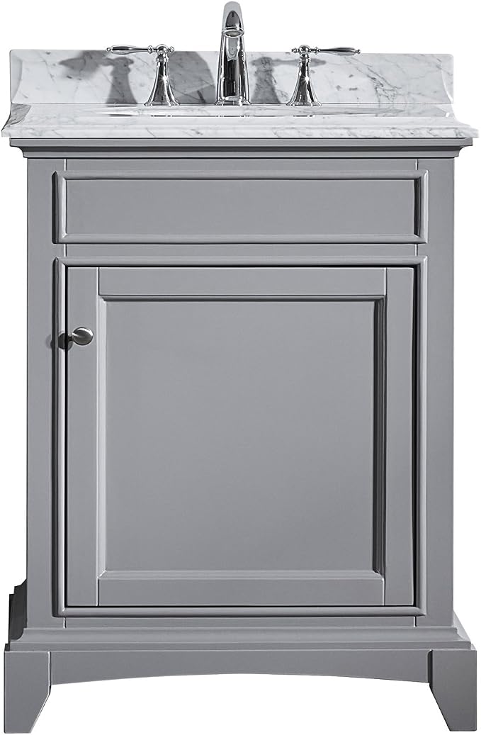 Elite Stamford 24 in. Gray Single Sink Bath Vanity with Carrara Marble Top and Undermount Porcelain Sink