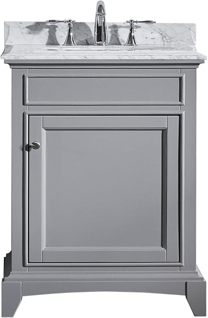 Elite Stamford 24 in. Gray Single Sink Bath Vanity with Carrara Marble Top and Undermount Porcelain Sink