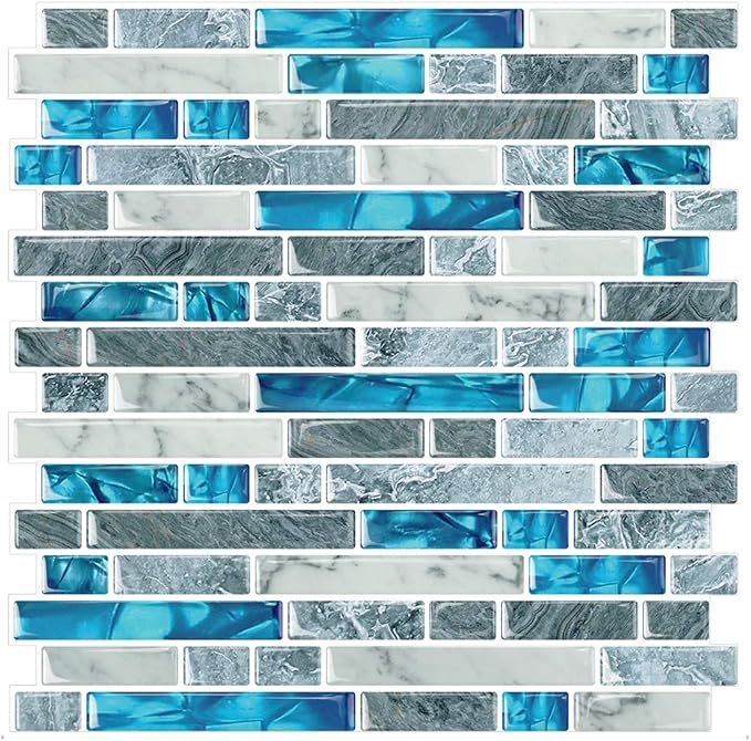 STICKGOO 10-Sheet Peel and Stick Backsplash Tiles Blue, Self Adhesive Kitchen Backsplash in Sapphire (Thicker Design)