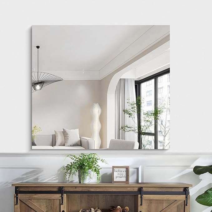 KOCUUY Large Frameless Mirror,36x40 Inch Rectangle Bathroom Vanity Mirror for Over Sink, Upgraded Shatterproof Unframed Design