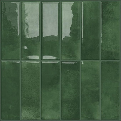 DEWOO Green Peel and Stick Backsplash Tiles for Kitchen Wall 10-Sheet | Self Adhesive,Vertical,Sticky,Subway,Rectangle,for Bathroom,Laundry,Sink,12"×12"