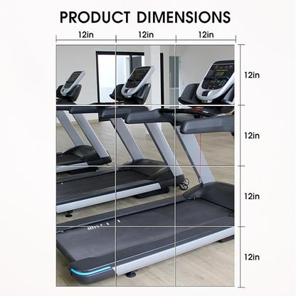 VASUHOME Home Gym Mirrors 12 Inch x 12PCS, HD Glass Wall Mounted Mirror Tiles for Home Gym, Bedroom, Living Room, Door, Closet