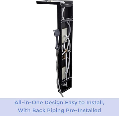 Delavin Multi Fuction Shower Panel, Shower Tower, Rainfall Waterfall Stainless Steel Shower Panel Tower System, Full Body Shower System with Body Jets, Tub Spout, Handheld Shower, Brushed Black | Stainless Steel, Rainfall Waterfall, Body Jets, Tub Spou...