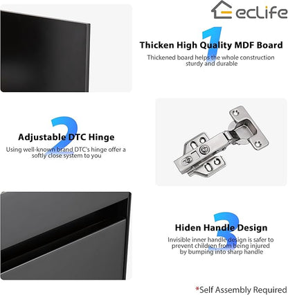 eclife 22" Corner Bathroom Vanity Sink Combo for Small Space Wall Mounted Floating Cabinet with White Resin Sink and Matte Black Faucet, Black