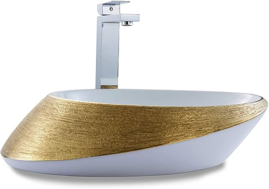 Fine Fixtures LUXURY VESSEL OVAL 20 X 15 BRUSHED GOLD