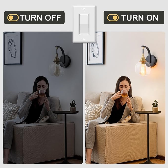 Modern Wall Sconce, 1-Light Black and Gold Bathroom Vanity Lights | with Clear Glass Shade, Globe Wall Mounted Light Fixture for Bathroom,Living Room, Hallway, Bedroom