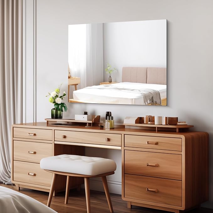 CILIBER Frameless Mirror, 30x36 Mirrors for Wall, Rectangle Bathroom Mirror for Over Sink, Frameless Vanity Mirror with Polished Edge, 3mm Tempered Glass, Hangs Horizontally or Vertically