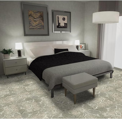 Nexus Self Adhesive 12-Inch Vinyl Floor Tiles, 20 Tiles - 12" x 12", Grey Marble - Peel & Stick, DIY Flooring for Kitchen, Dining Room, Bedrooms & Bathrooms by Achim Home Decor