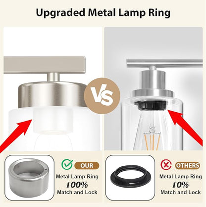 IZORRO Modern Bathroom Light Fixtures, 8 Light Brushed Nickel Vanity Lights, Bathroom Lighting Fixtures Over Mirror with White Glass for Living Room Cabinet Bedroom