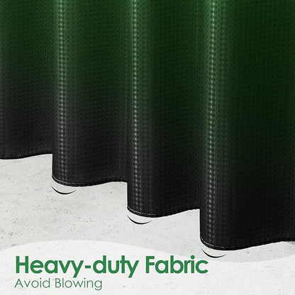 MitoVilla Green Ombre Waffle Small Stall Shower Curtain 36 x 72, Half Size Fabric Narrow Shower Curtains for Bathroom Decor, 36 inch Weighted Shower Curtain Set with Plastic Hooks
