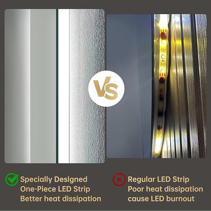 LOVESPEJO 22"x30" Backlit Mirror Bathroom, Lighted Bathroom Mirror with Lights, Fogless, Dimmable, 3 Color Changing, Shatterproof, Horizontal/Vertical（no Motion Sensor）