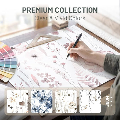 No Hook Floral Shower Curtain with Liner, Burgundy, 71x74 | Snap in Liner, 3 in 1, Water Repellent, Easy Install, Machine Washable, Hotel Style for Bathroom, Watercolor Pattern