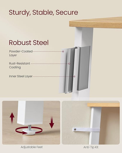 VASAGLE Corner Shelf Stand, 4-Tier Corner Bookshelf, Industrial Ladder Shelf, Plant Stand for Living Room, Office, Kitchen, Natural Oak and Matte White ULLS034Y70