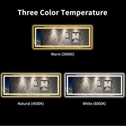 LOAAO 96"X36" LED Bathroom Mirror with Lights, UL Listed | Anti-Fog, Dimmable, 3 Color Temperature, Backlit + Front Lit, Memory Function, Tempered Glass