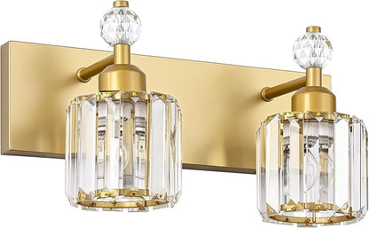PRESDE 2 Crystal Bathroom Lights Fixtures Modern Gold Vanity Lights Fixtures Over Mirror Modern Bath Wall Lighting