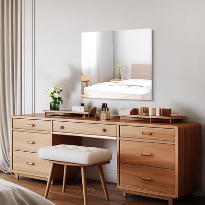 CILIBER Frameless Mirror, 24x24 Square Bathroom Mirrors for Wall, Frameless Vanity Mirror Over Sink with Polished Edge, 3mm Tempered Glass, Decorative for Bathroom, Bedroom and Living Room