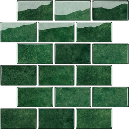 10 Sheets Thicker Design Peel and Stick Backsplash for Kitchen and Bathroom, 12"x12", Green