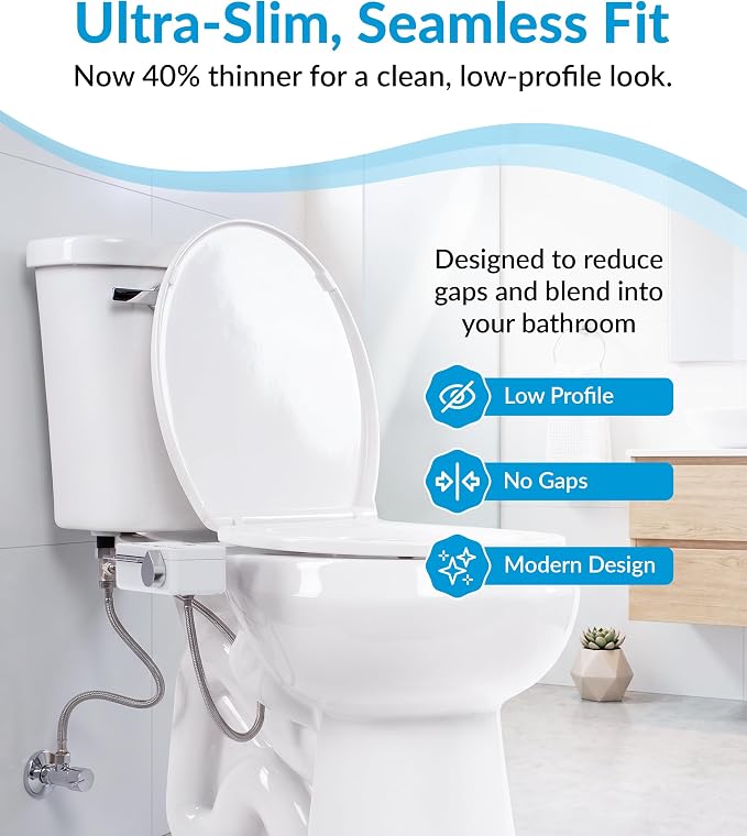 CLEAR REAR Bidet Attachment for Toilet Seat - Non-Electric with Self Cleaning Dual Nozzles, Leak Proof Connectors, Adjustable Water Spray, Rear & Feminine Wash - Hygienic Bathroom Upgrades