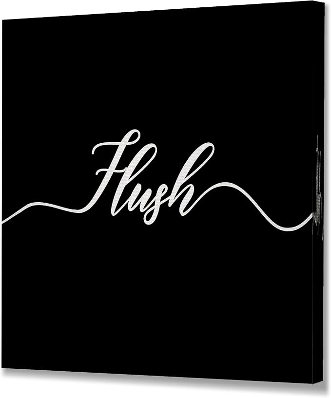 Renditions Gallery Black Flush Sign Bathroom Décor Gallery Wrapped Canvas Wall Art, 16x16,