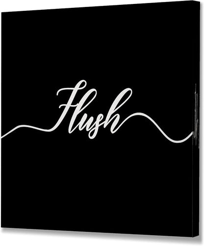Renditions Gallery Black Flush Sign Bathroom Décor Gallery Wrapped Canvas Wall Art, 16x16,
