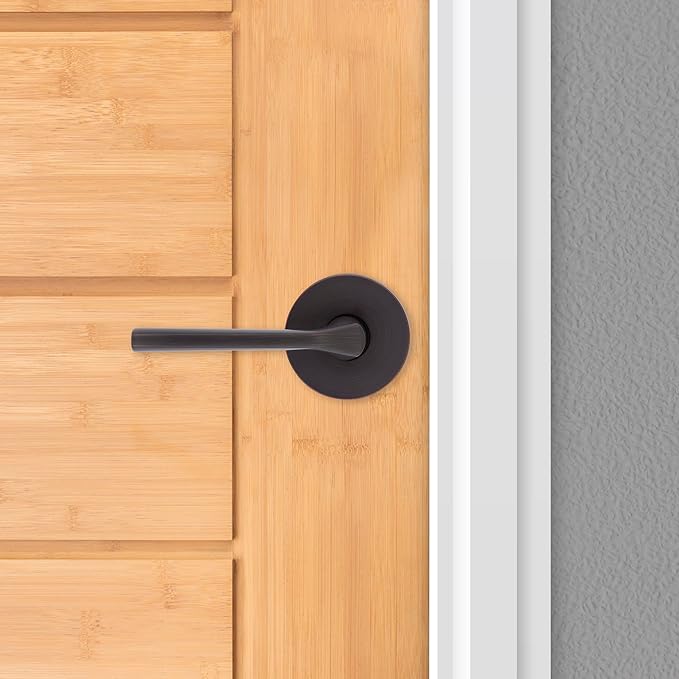 Kwikset Lisbon Interior Passage Door Handle, Round Lever for Closet and Hallway Doors, Reversible Non-Locking Handle Lever, Venetian Bronze, with Microban Protection