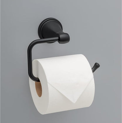 Delta Faucet Becker (1-Pack) Toilet Paper Holder, Matte Black, Wall Mounted Euro Hook Design BCK50-MB