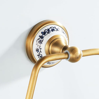 Trapezoid Antique Bronze Brass Hand Towel Holder, Bathroom Hardware Accessories,Porcelain Design