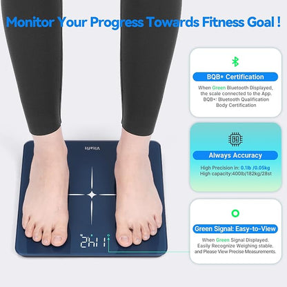 Vitafit FSA&HSA Smart Weight Scale, Accuracy 0.1lb by Our Professional Scale Factory Since 2001, Scale for Body Weight App Sync 13 Body Composition with BMI, Body Fat and Muscle, 400lb, LED, Blue