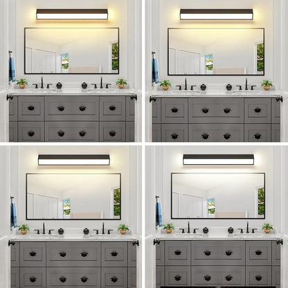 LED Modern Bathroom Vanity Light Fixtures (32-Inch, 5CCT, Dimmable), Modern Acrylic Bathroom Wall Lighting Fixtures Over Mirror, Matte Black