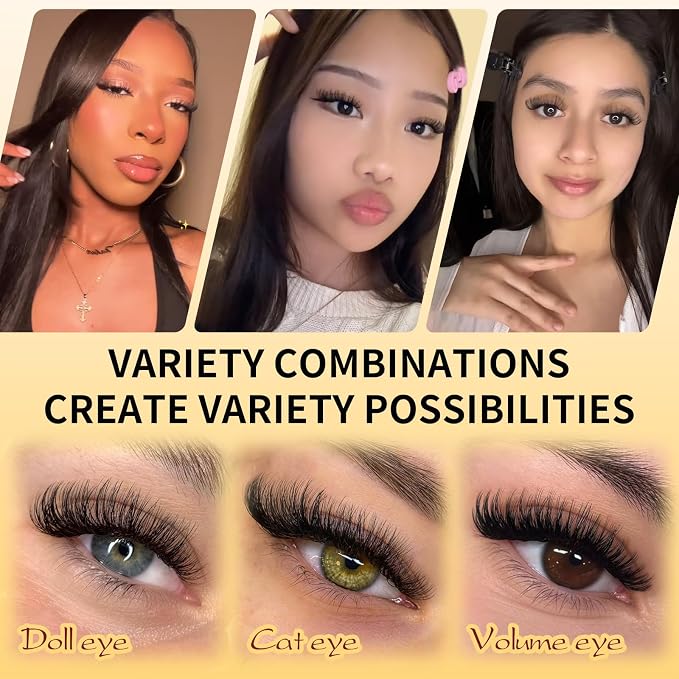 QUEWEL Lash Clusters Kit, 320 Pcs 30D+40D Lash Cluster Eyelash Extensions | 9-16mm Lash Clusters Wispy Kit with Eyelash Clusters Bond and Seal Glue Remover Tweezers (30D+40D Kit)