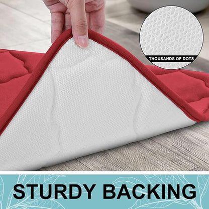 OLANLY Memory Foam Bath Mat Rug 30x20, Ultra Soft and Absorbent Bathroom Rugs, Non-Slip, Comfortable, Machine Washable Bath Carpet for Bathroom Floor, Tub, Shower and Home Decor Accessories, Red