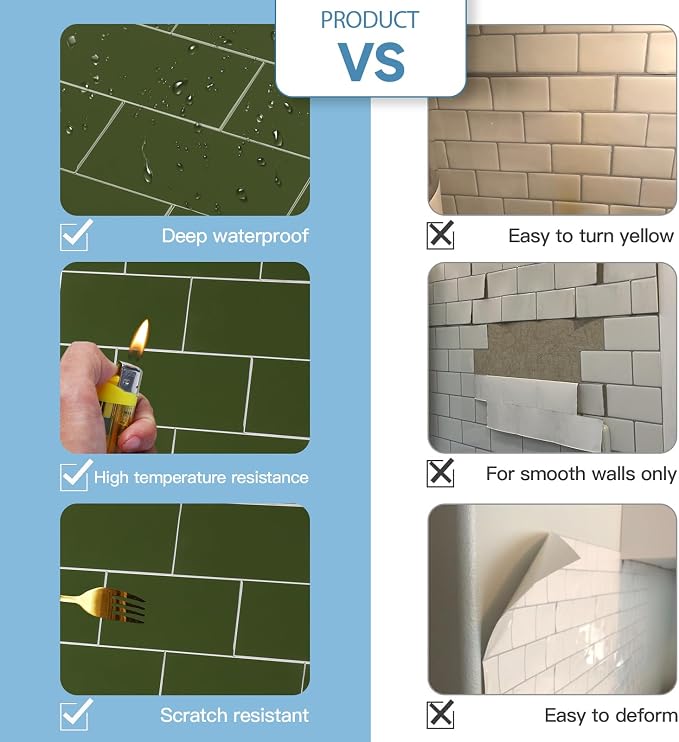 2026 New Upgrade Peel and Stick Backsplash Tile, Peel and Stick 11.34" X 11.57" Wall Tile for Kitchen, Bathroom, Fireplace, Laundry (Polished Green, 20 Packs)