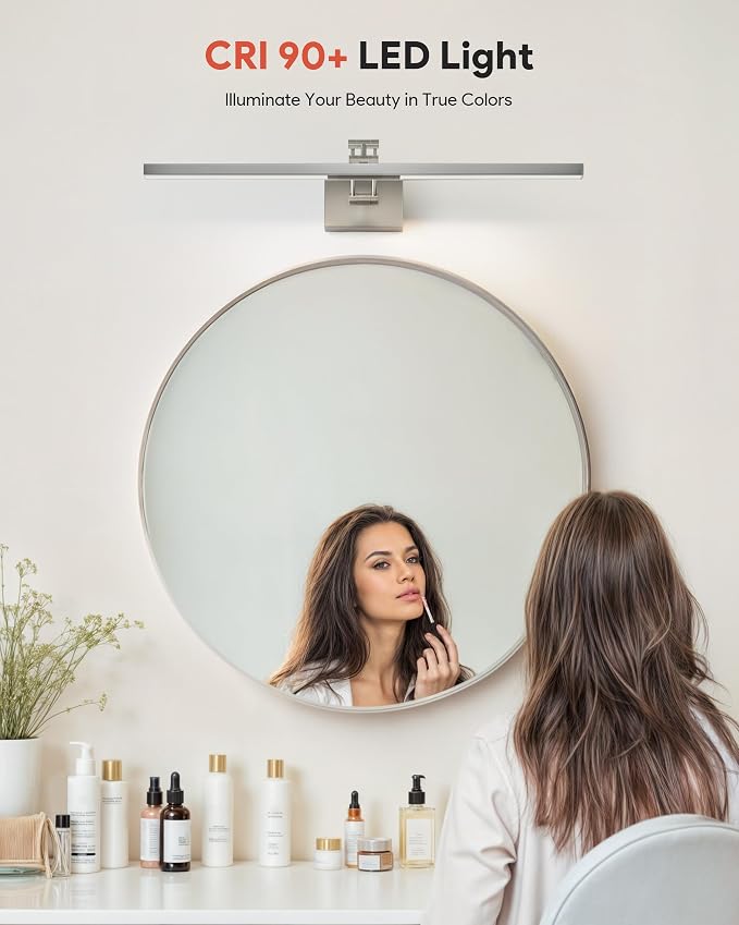VONLUCE 30" Modern LED Bathroom Vanity Light, Brushed Chrome | 3CCT, Flicker-free, 360° Rotatable Head & Swing Arm, IP44 waterproof Bathroom Light Fixture Over Mirror for Bathroom, Picture
