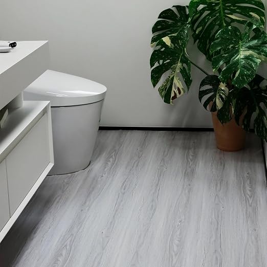 Wood Grain Peel and Stick Floor Tiles, 11.8" W × 590" L, Light Color | Long rolls reduce seams, Low‑maintenance surface, Easy to use, Soft wood‑look finish, Helps protect floors, Waterproof