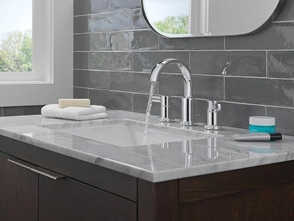 Delta Albion Chrome Bathroom Faucet 3 Hole, 8 Inch Widespread Bathroom Sink Faucet for Vanity, Metal Push-Pop Drain Assembly, Chrome 35855LF