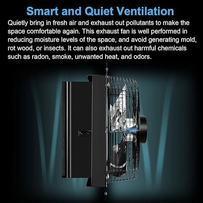 iPower Shutter Exhaust Fan, 12-inch with Temperature Humidity Controller – Wall Mount Ventilation and Cooling for Sheds, Attics, Workshops,2-Pack