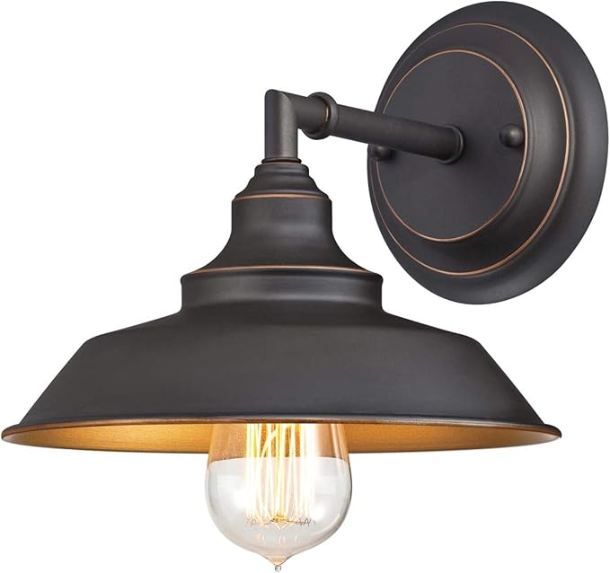 Westinghouse 6344800 One-Light Indoor Finish with Highlights Iron Hill Wall Fixture, 1 Sconce, Oil Rubbed Bronze/Bronze,Black