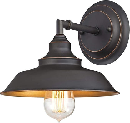 Westinghouse 6344800 One-Light Indoor Finish with Highlights Iron Hill Wall Fixture, 1 Sconce, Oil Rubbed Bronze/Bronze,Black