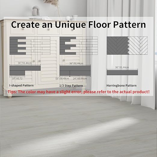 MULGREAT Peel and Stick Floor Tile, 54 Sq.Ft Self Adhesive Vinyl Flooring Plank, 36 Pieces Waterproof Heavy Duty Wood Grain Tiles, 36"x6" DIY Planks for Bedroom Kitchen Apartment Bathroom White